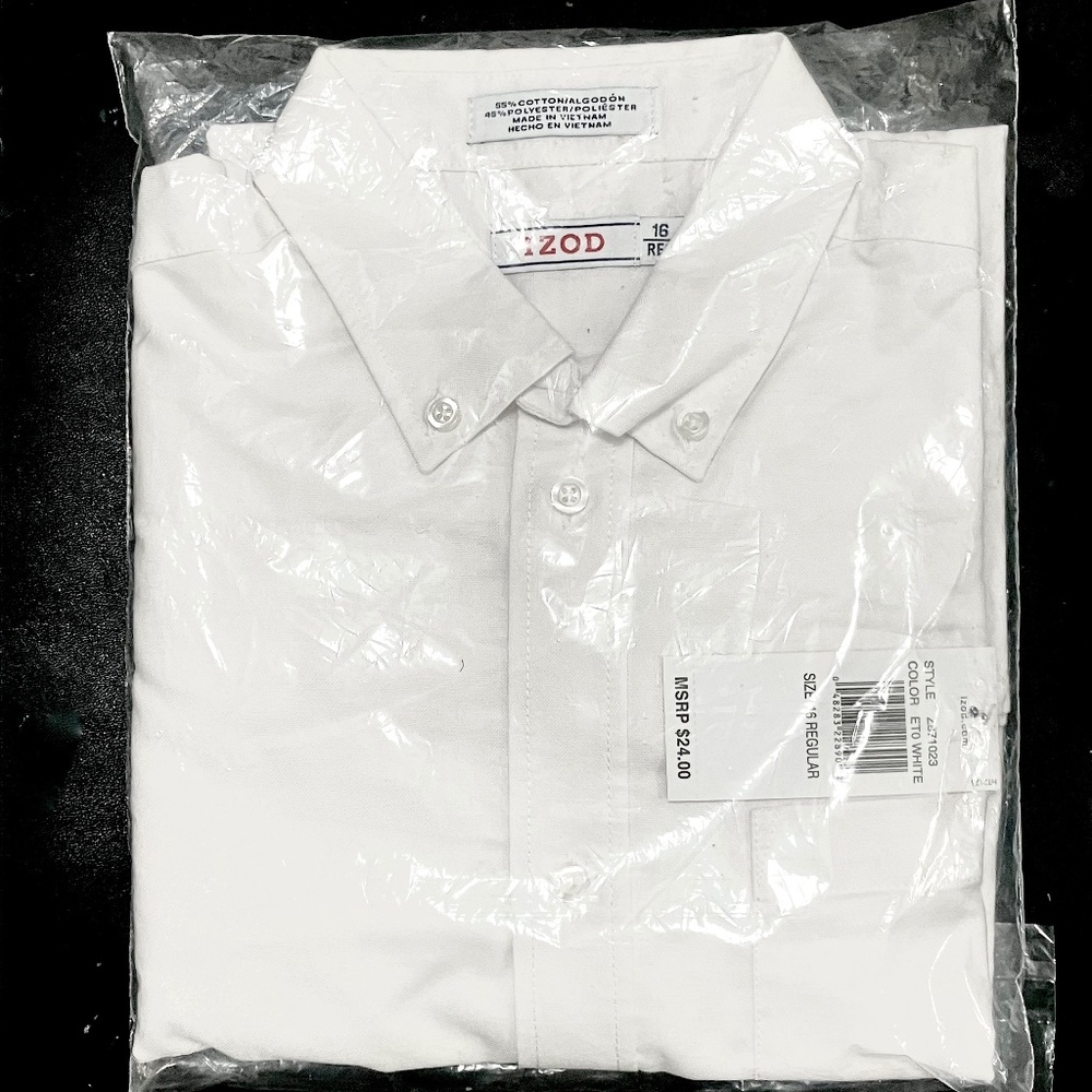 IZOD White Button Down Dress Shirt - Boy's Size 16 Regular NWT